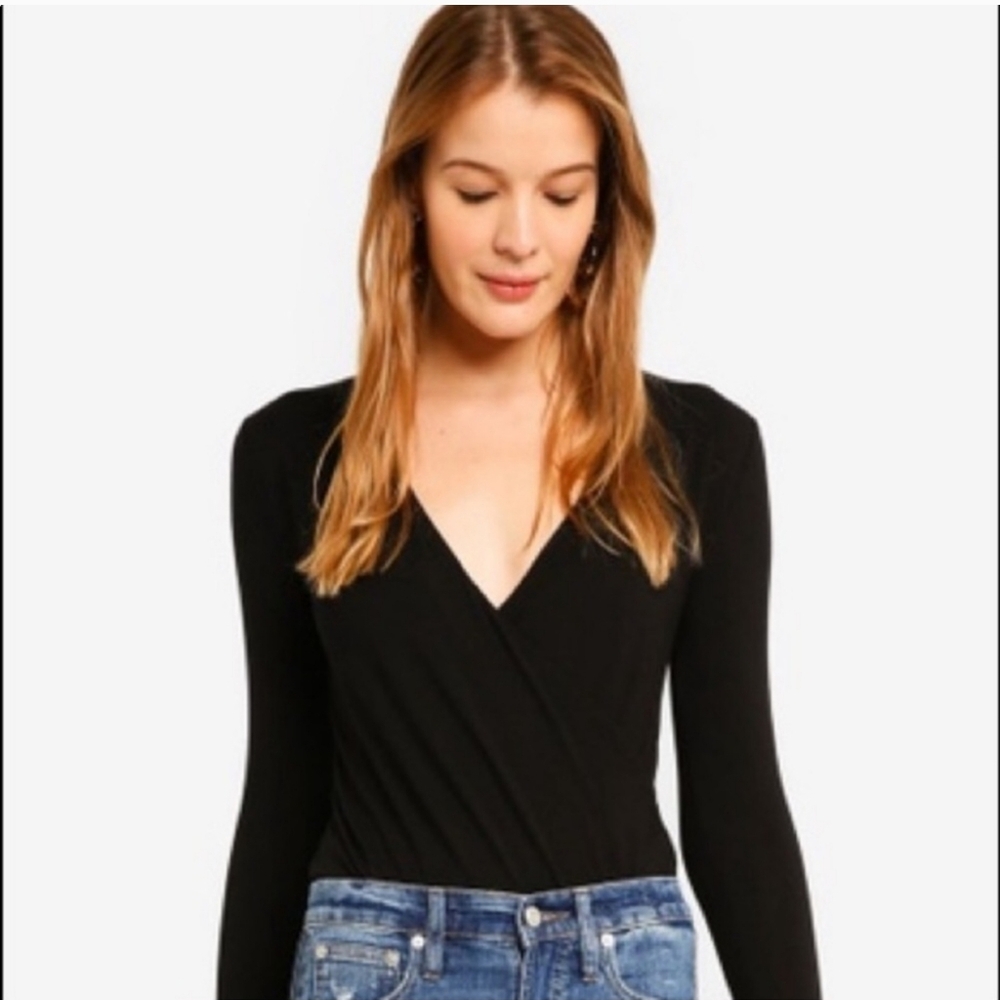 J. Crew Long Sleeve Wrap Bodysuit Sz M